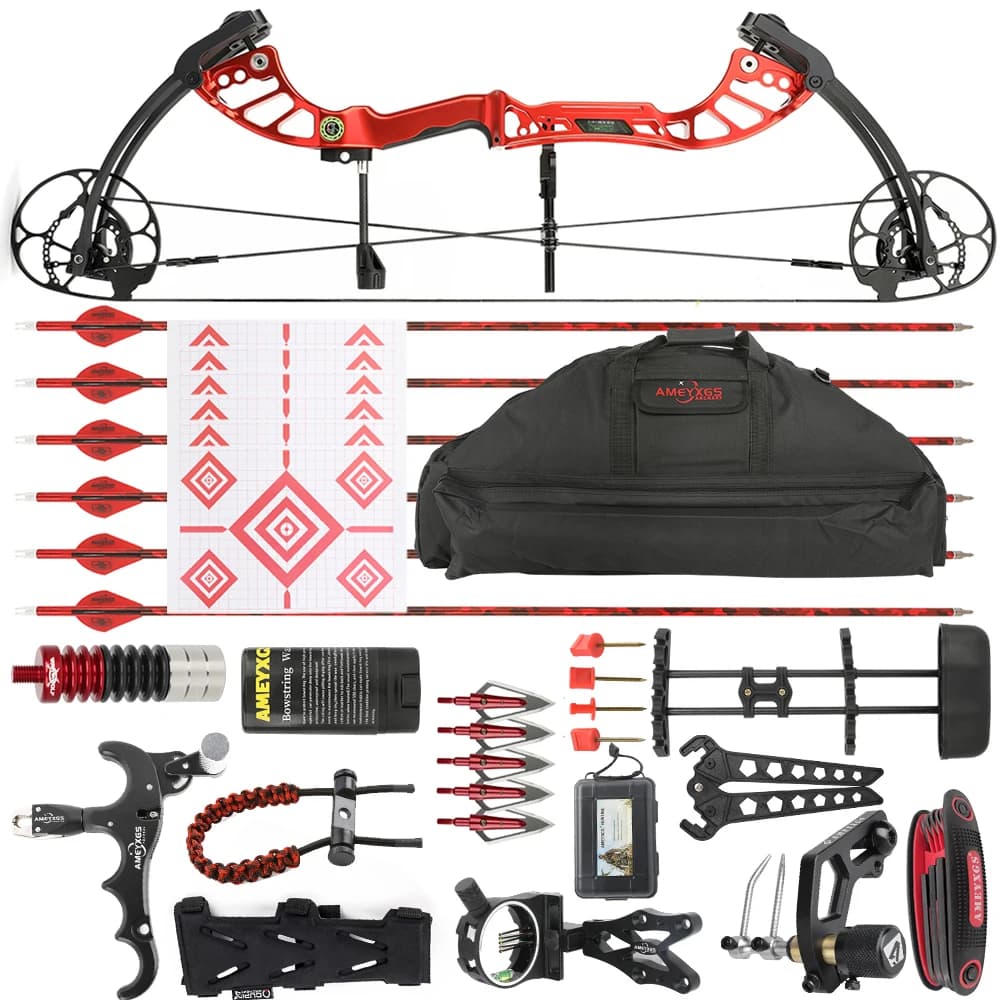 40-75lbs Compound Bow Arrow Set CNC Alloy Archery Arrow Speed 350fps Left/Right Hand Outdoor Bow Targeting Hunting Shooting