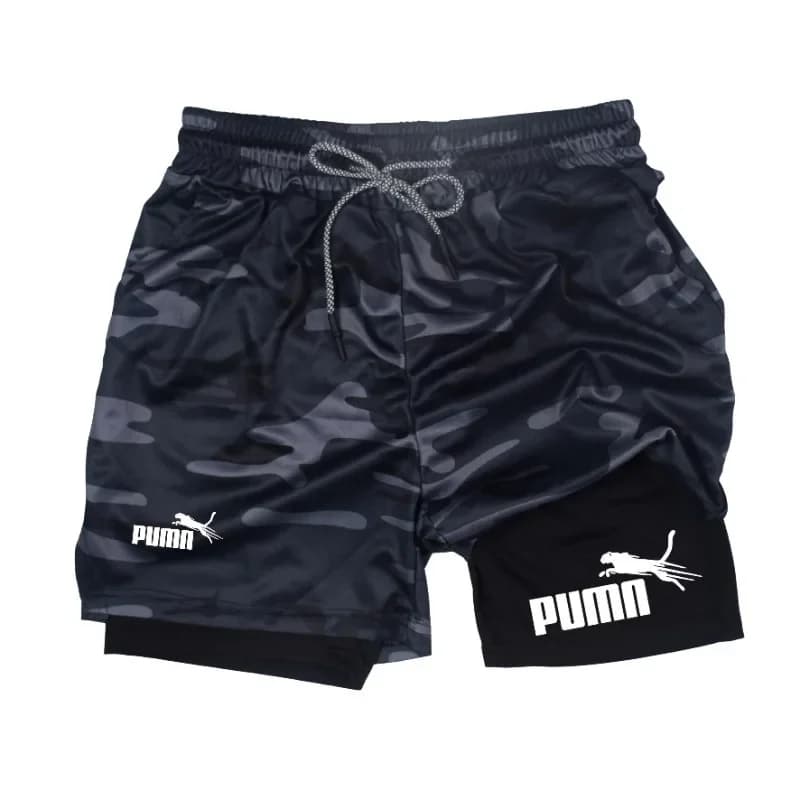 Pantaloncini estivi traspiranti due in uno a doppio strato Pantaloncini a compressione elastica da uomo Pantaloncini multifunzionali ad asciugatura rapida M-3XL