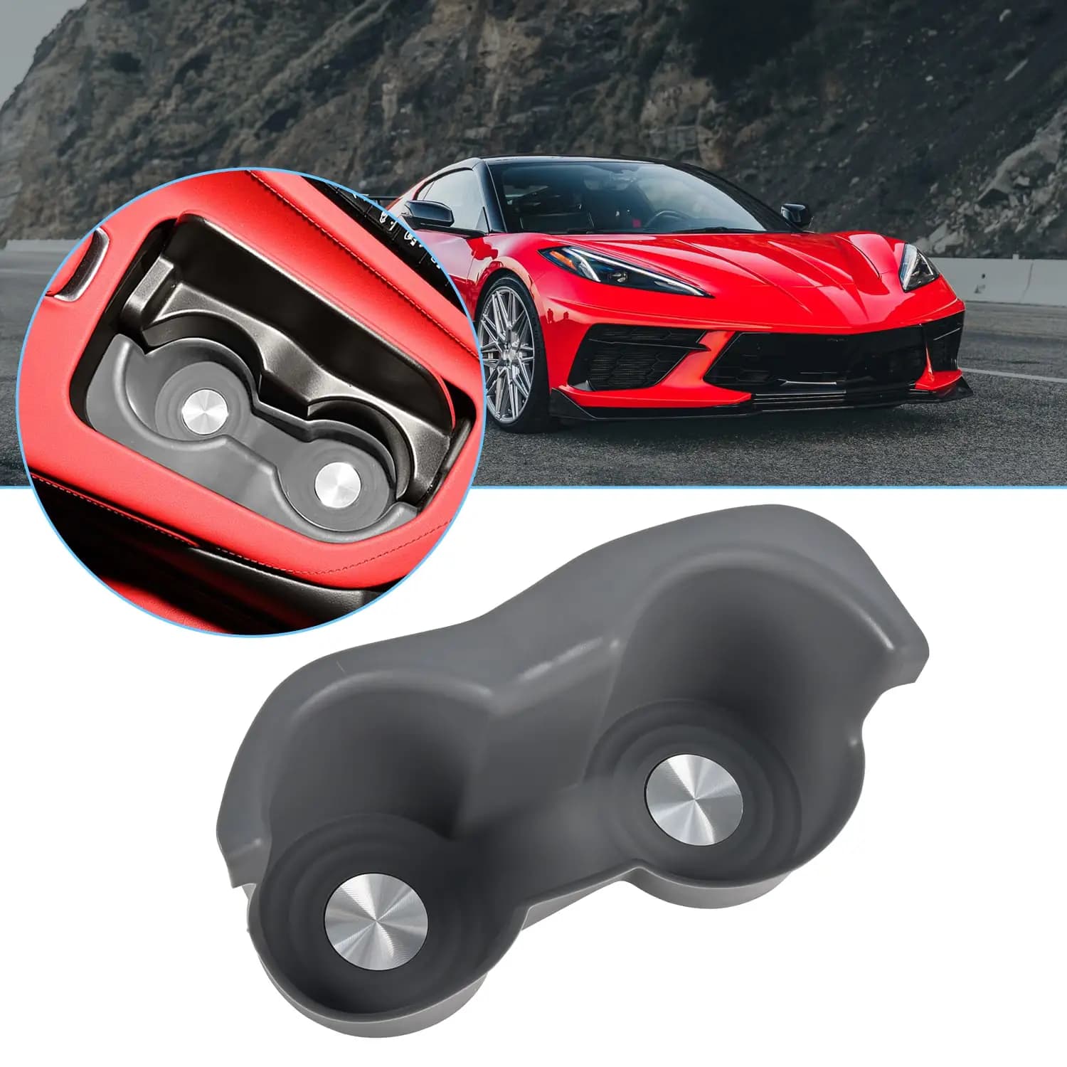 Organizer for Auto Central Console, Box Holders in Rubber Grigia for Chevrolet Corvette C8 2020-2025