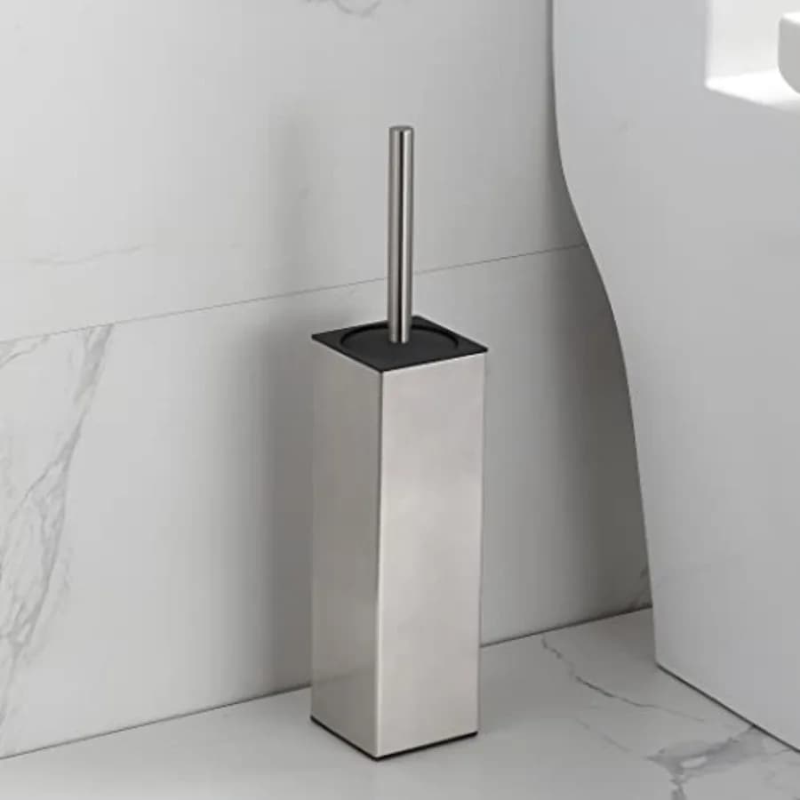 Portascopino da Bagno Autoportante in Acciaio Inox 304 SUS304 - Scopino e Supporto per WC Salvaspazio e Robusto