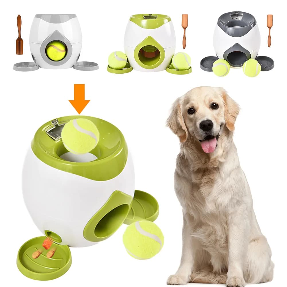 Giocattolo interattivo per cani: lancia la palla per ottenere premi, macchina distributrice di palline da tennis, dispenser di cibo per animali domestici per un'alimentazione sana