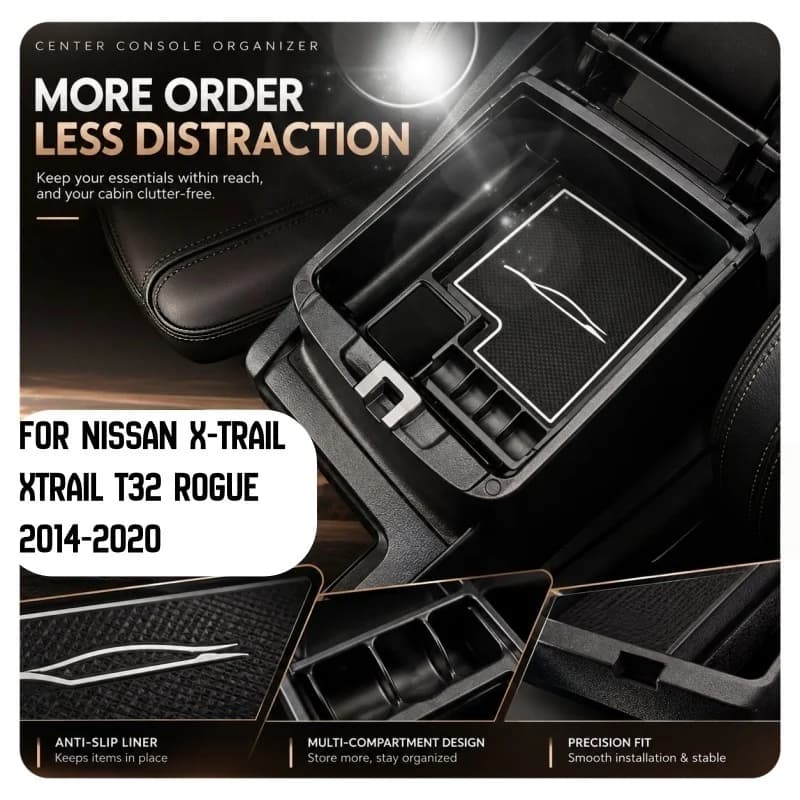 Car Center Storage Box for Nissan X-trail Xtrail T32 Rogue 2014-2020 Armrest Box Stowing Glove Case Tray Container Accessories