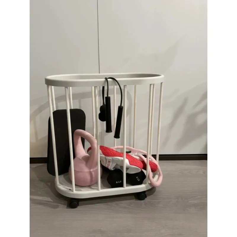 Multifunctional organizer for sports equipment in metal, yoga mat holder basket, for home gym, basketball, toy, linen basket