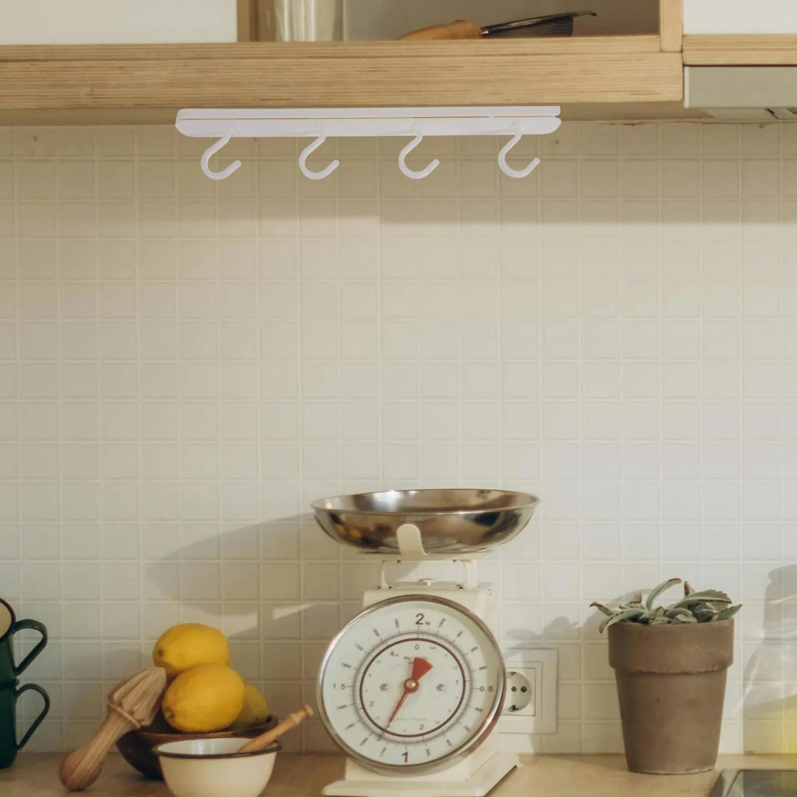 Gancio scorrevole senza foratura per cucina, appendi-tazze, organizer per utensili, gancio sottopensile per asciugamani, cappelli, vestiti, chiavi
