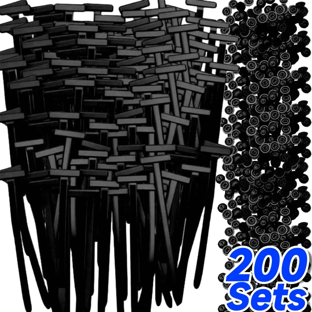 1-200Set Fascette per cavi in nylon Fibbia di fissaggio automatico Spille e fascette per bottoni Cinghie per cavi autobloccanti con montaggio a spinta Clip di sicurezza per auto