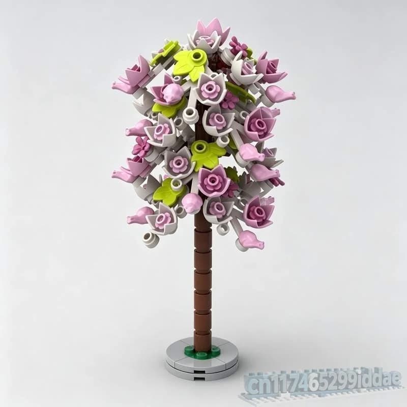 150PCS Blooming Flower Tree Plant Model Building Blocks MOC Creative Garden Botanical DIY Assembly Educational Toy Display Gift