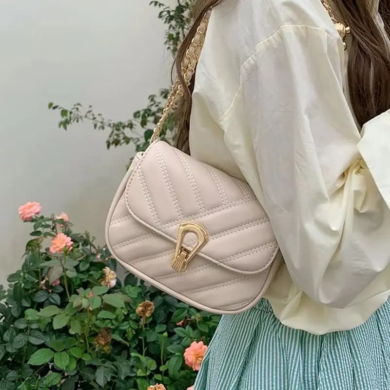 Borsa a catena a forma di diamante, borsa a tracolla singola con chiusura da donna, piccola borsa quadrata a tracolla