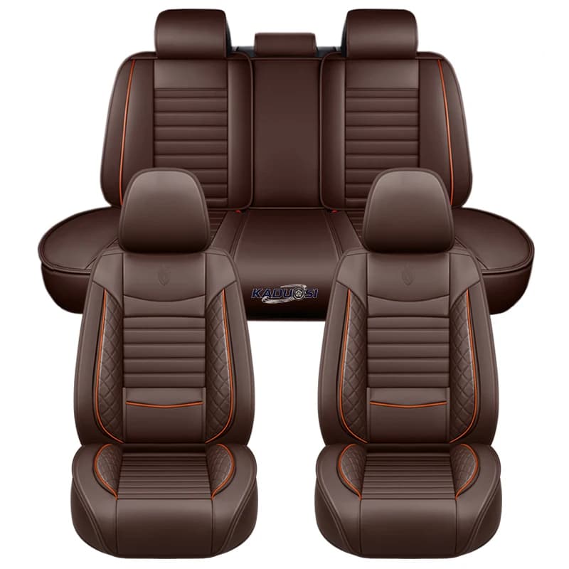 Luxury Leather Universal Car Seat Covers Interior Protectors for Non-slip and Waterproof Cars with Lumbar Support Pillows