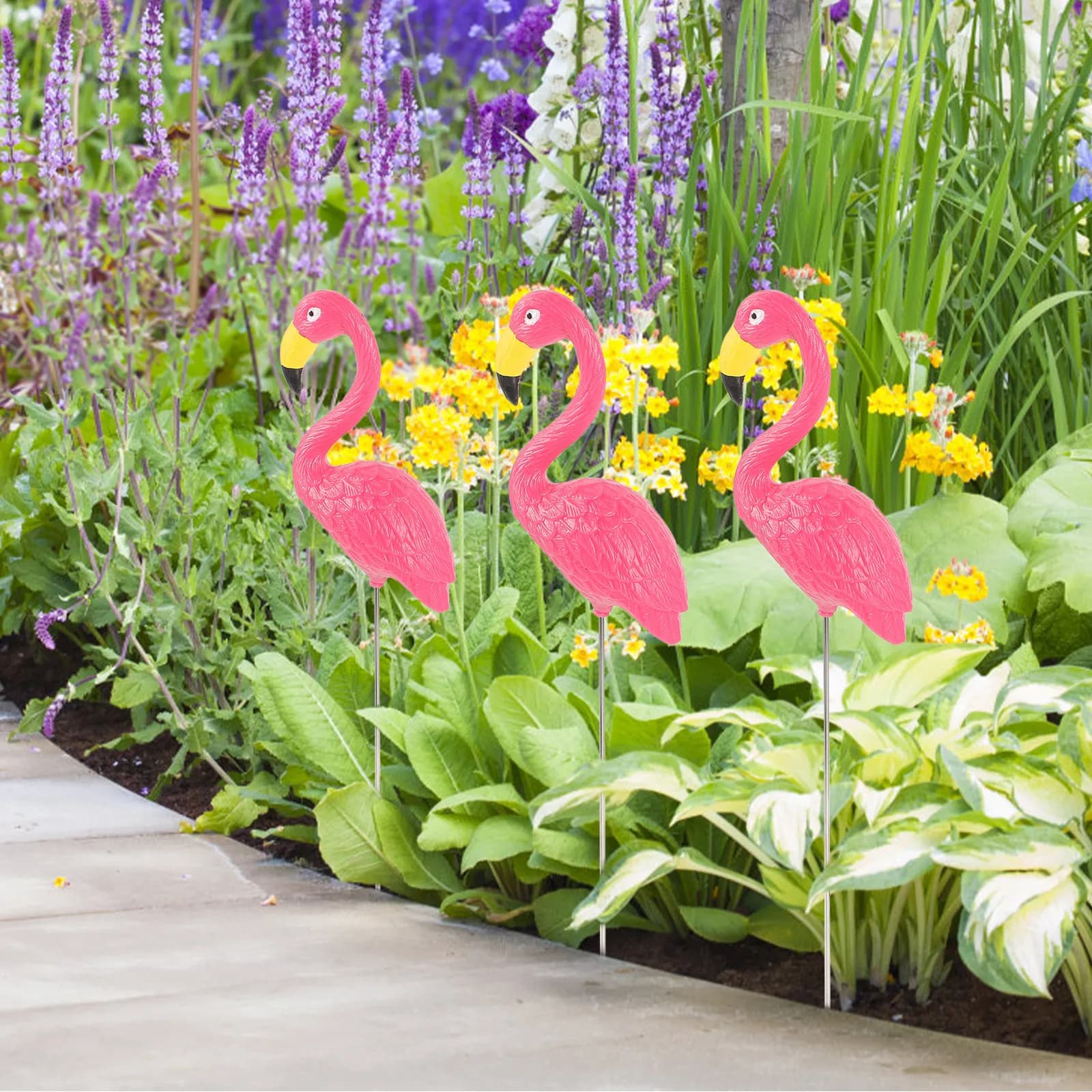 Lightweight Resin Flamingo Lawn Decor for Garden Outdoor Yard Bonsai Micro Landscape Potted Plant Decoration Flame Pink Mini