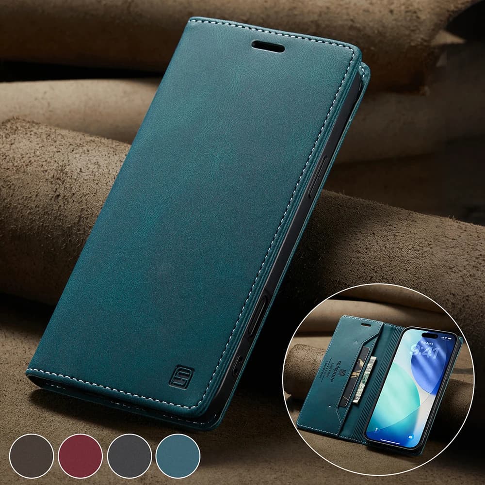 Custodia a libro magnetica in pelle RFID per Samsung Galaxy A06, A16, A26, A36, A56, A07, A17, A37, A46, A5G, A4G - Portafoglio