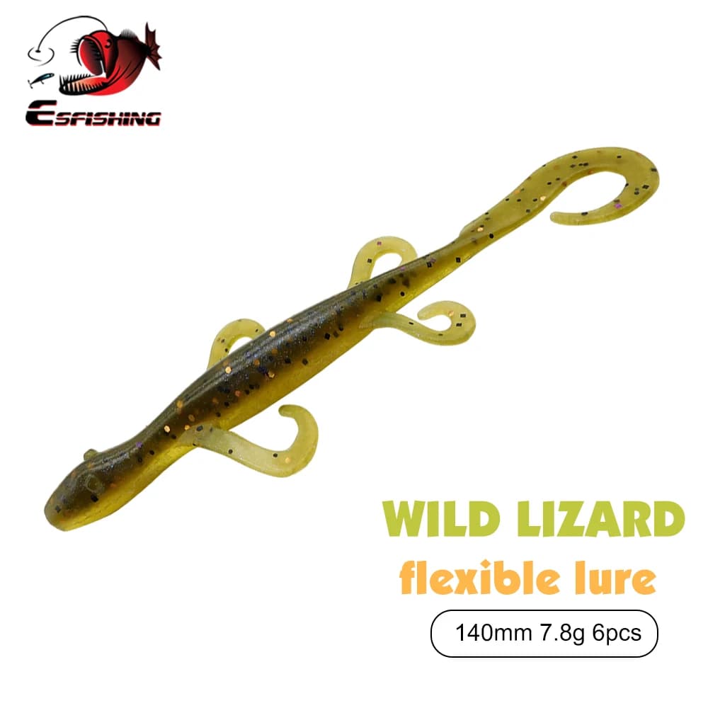 ESFISHING Fishing baits Wild lizard 140mm 6 pieces Fishing Isca Artificial silicone Bass soft fishing baits for Polish lily