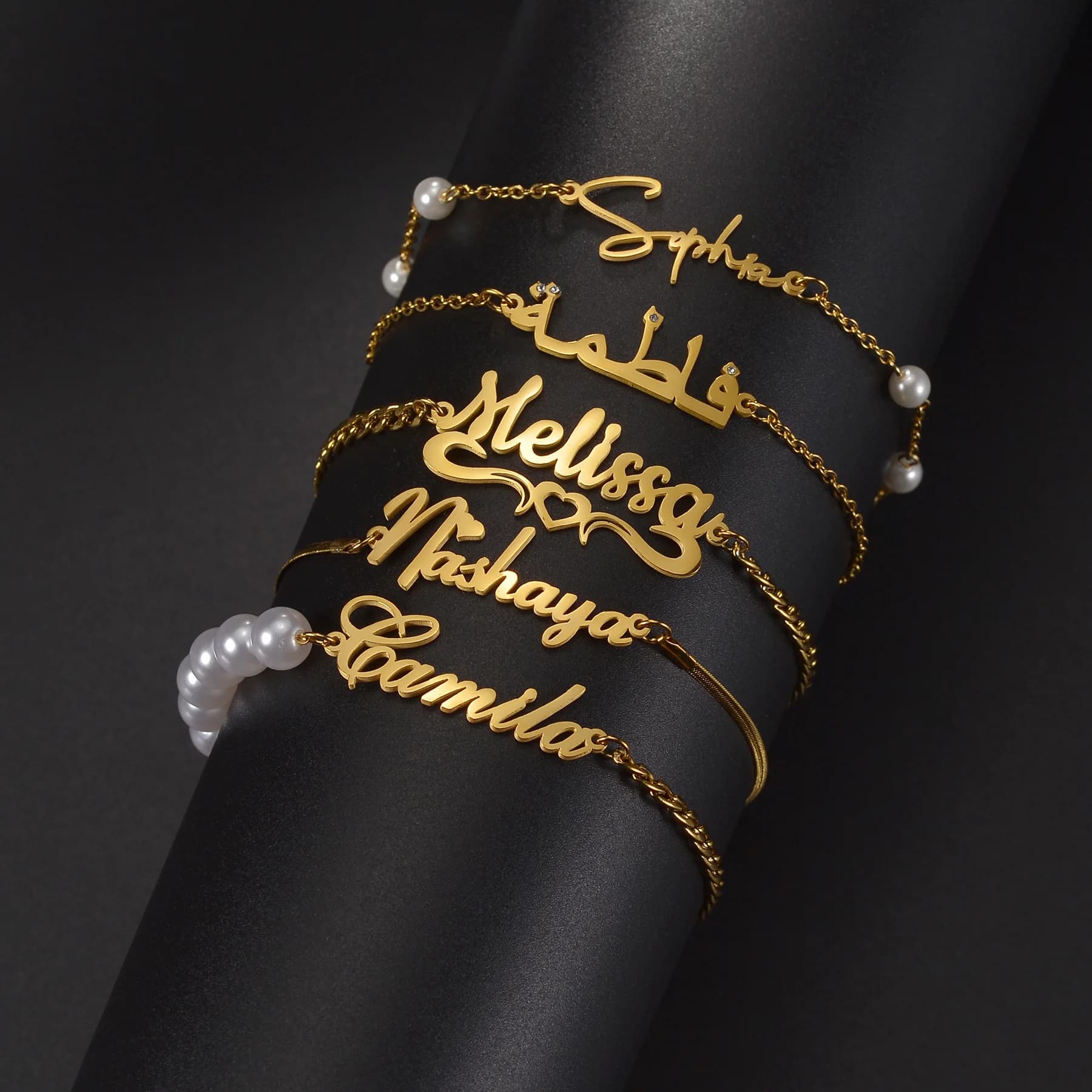 Acheerup Personalized Name Cuban Chain Bracelet for Women Men Custom Stainless Steel Zircon Date Arabic Hand Chain Jewelry Gift