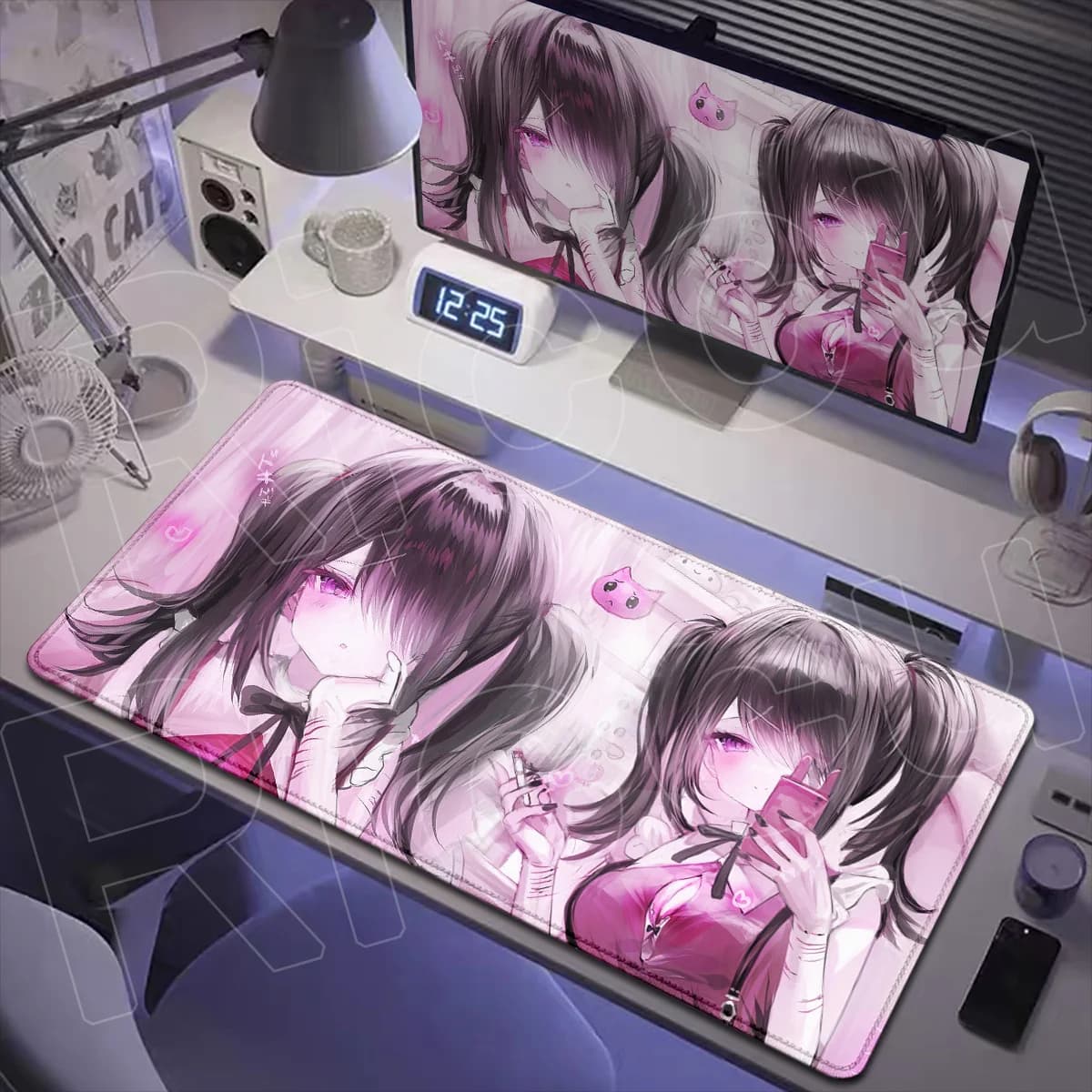 Tappetino per mouse rosa stile Ins 40x90cm, tappetino da gaming antiscivolo per tastiera, tappetino da scrivania per ufficio con motivo Rain Girl, accessori.