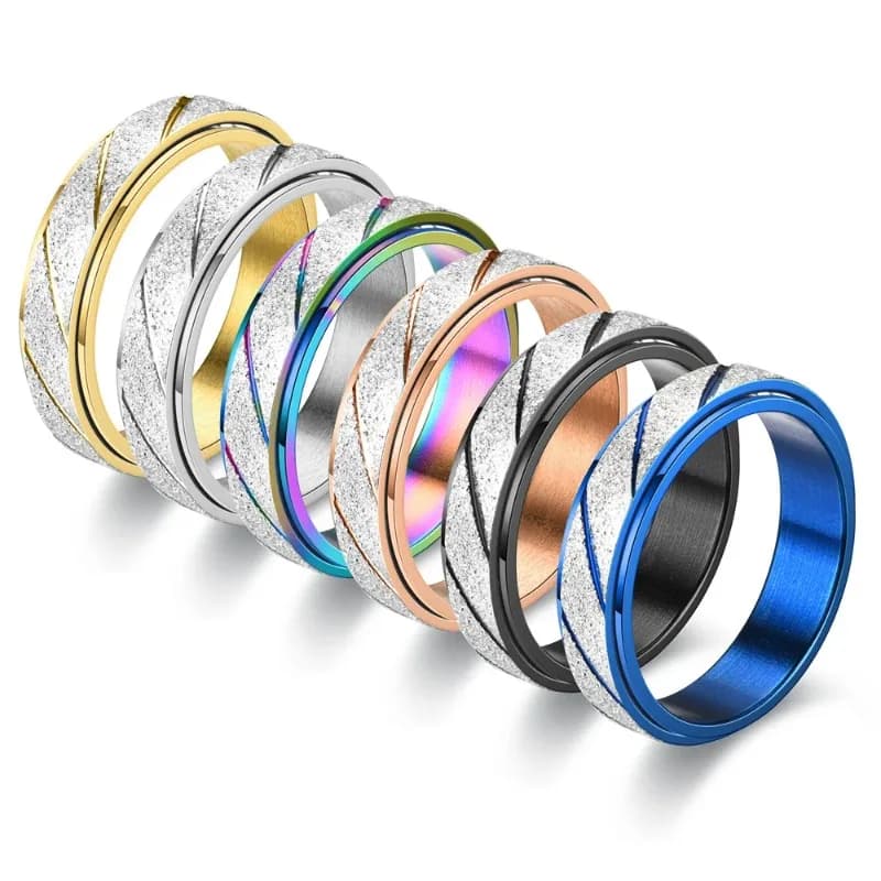 Anello di ansia con filatore in acciaio inossidabile smerigliato da 6mm di moda per donna uomo anello girevole antistress Fidget coppia regalo di gioielli