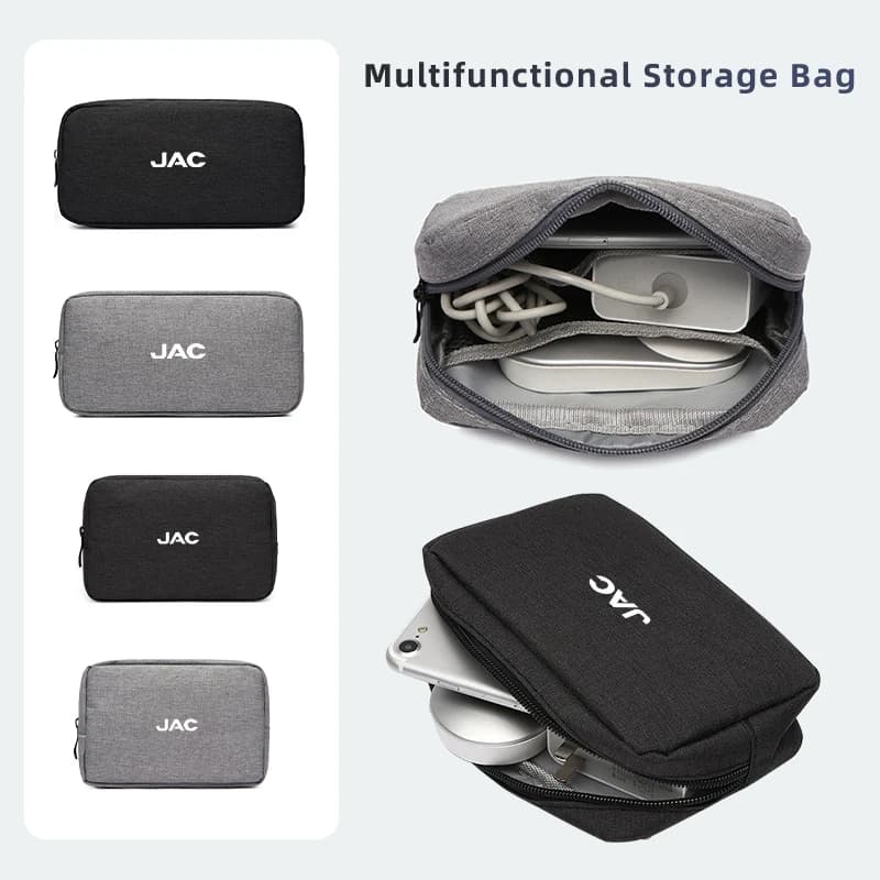 Car Data Cable Storage Bag Travel Digital Electronic Organizer Accessories For JAC Refine J3 J4 J7 JS3 JS4 KR1 S2 S3 S4 S5 S7
