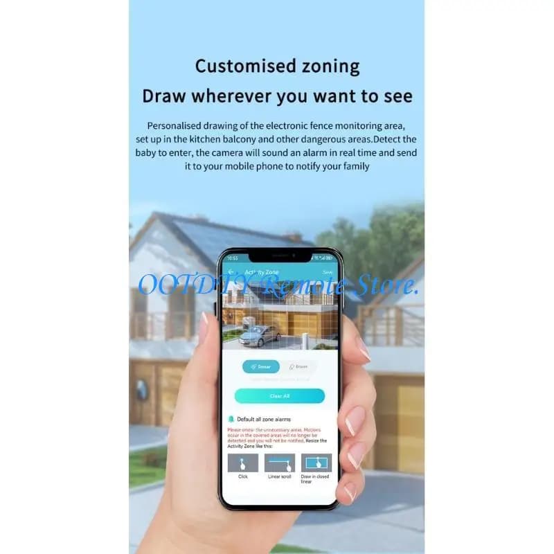 Telecamera sicurezza per baby monitor con rilevamento del movimento, tracciamento del movimento, visione notturna sul cloud
