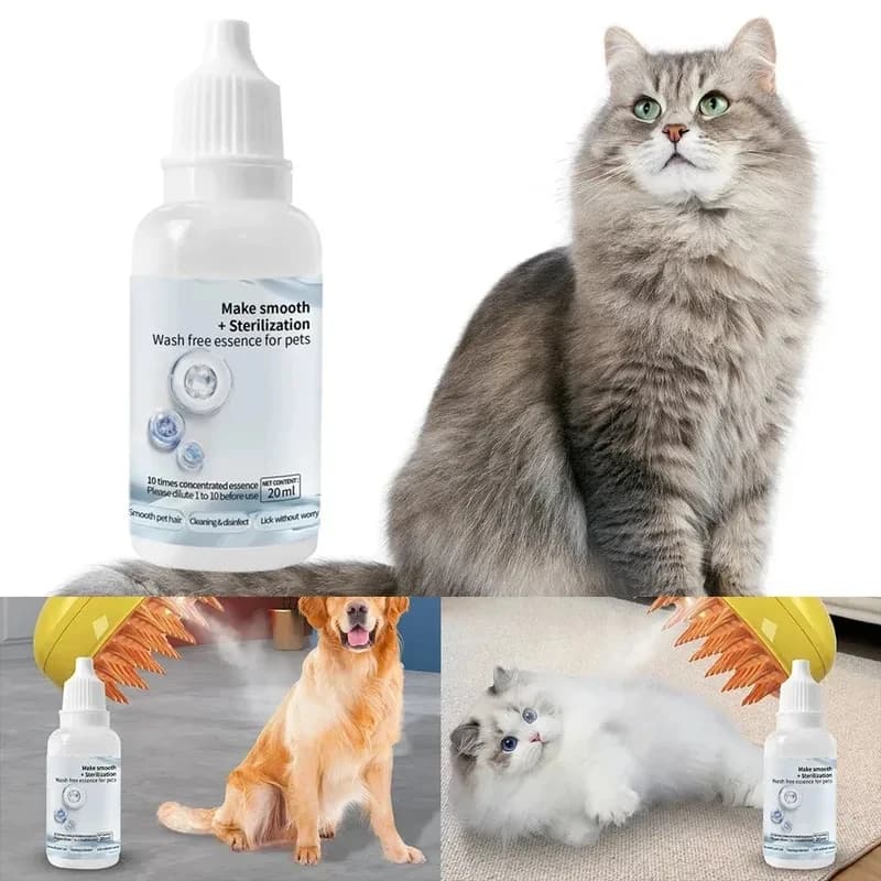 3/5 Pezzi Spazzola a Vapore per Gatti, Siero Depilatorio Senza Risciacquo da 20ml per la Pulizia e la Toelettatura di Cani e Gatti