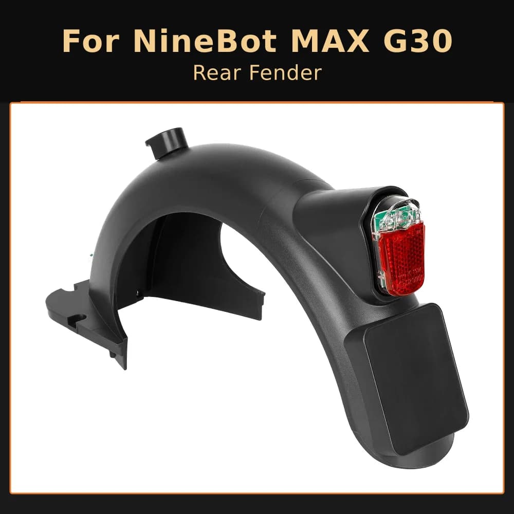 Parafango Posteriore con Set Luci Freno e Fanale per Monopattino Elettrico Ninebot Max G30D, Parafango Posteriore con Luce Impermeabile