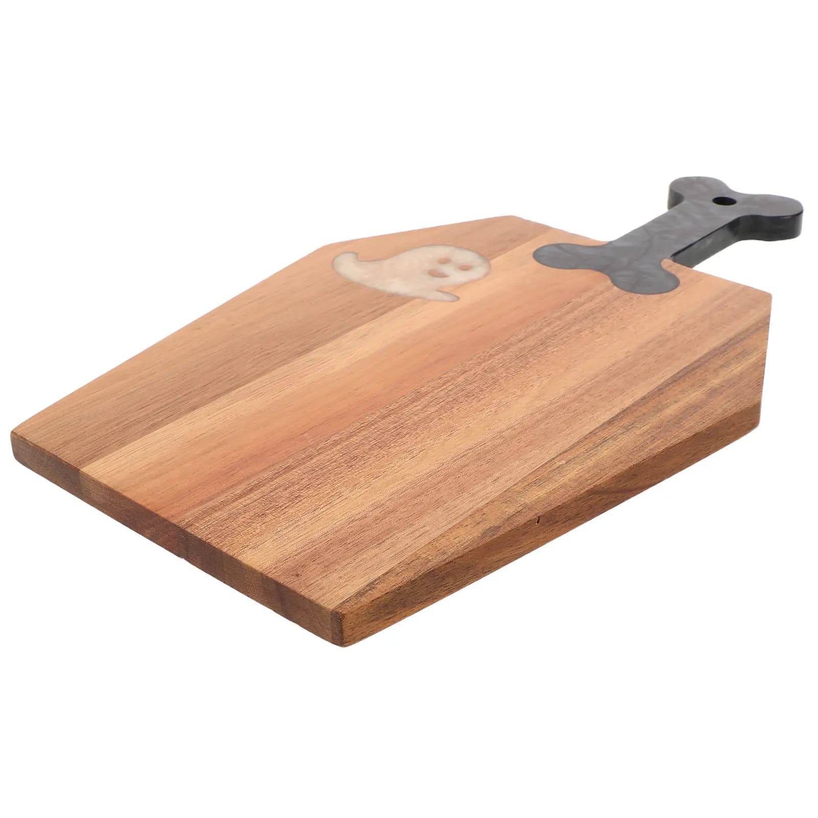 Tagliere in Legno di Acacia per Halloween, Piccolo, con Manico, Vassoio Portatile per Formaggi, Pizza, Pane, Snack, Cucina