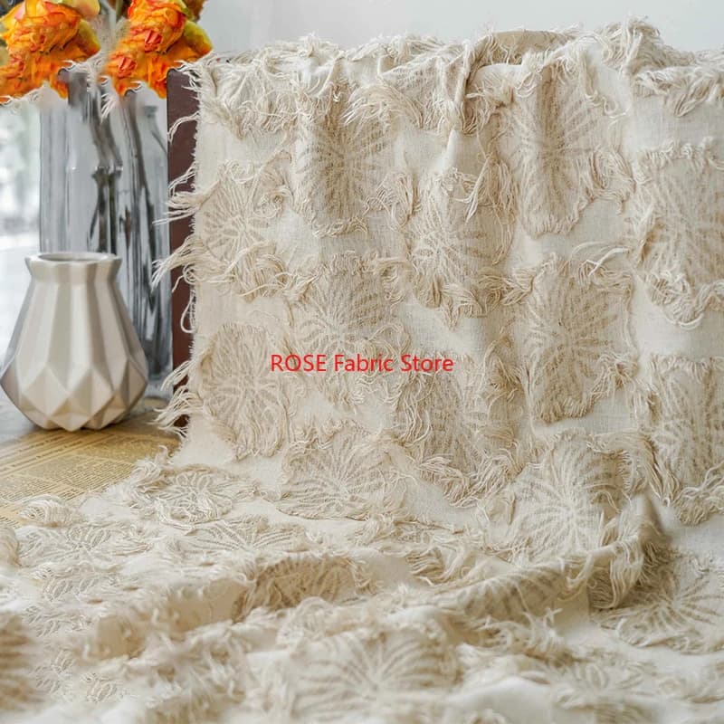 Tessuto jacquard tinto in filo di fiore classico con nappa da 1 metro Tessuto da cucito decorativo per borsa da donna autunno inverno