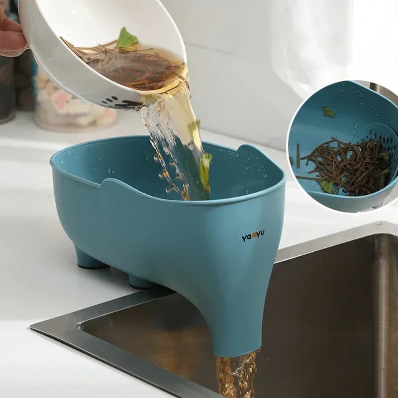 1pc Filtro per lavello Scultura di elefante Cestino per avanzi Zuppa Filtro per rifiuti Antiscivolo Scolapiatti per frutta e verdura Accessorio da cucina