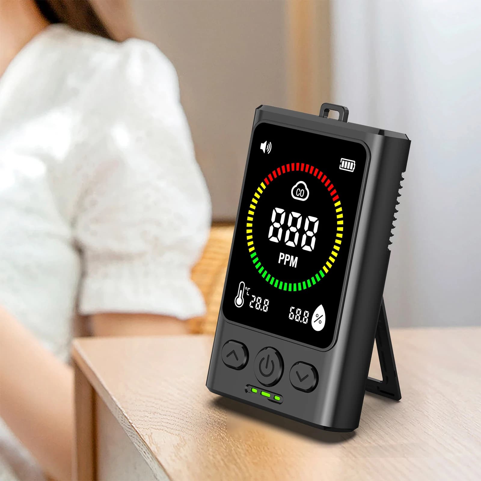 Rechargeable Carbon Monoxide Detector W/ Digital Display Portable CO Alarm Carbon Monoxide Alarm for Home Garage Kitchen Safety