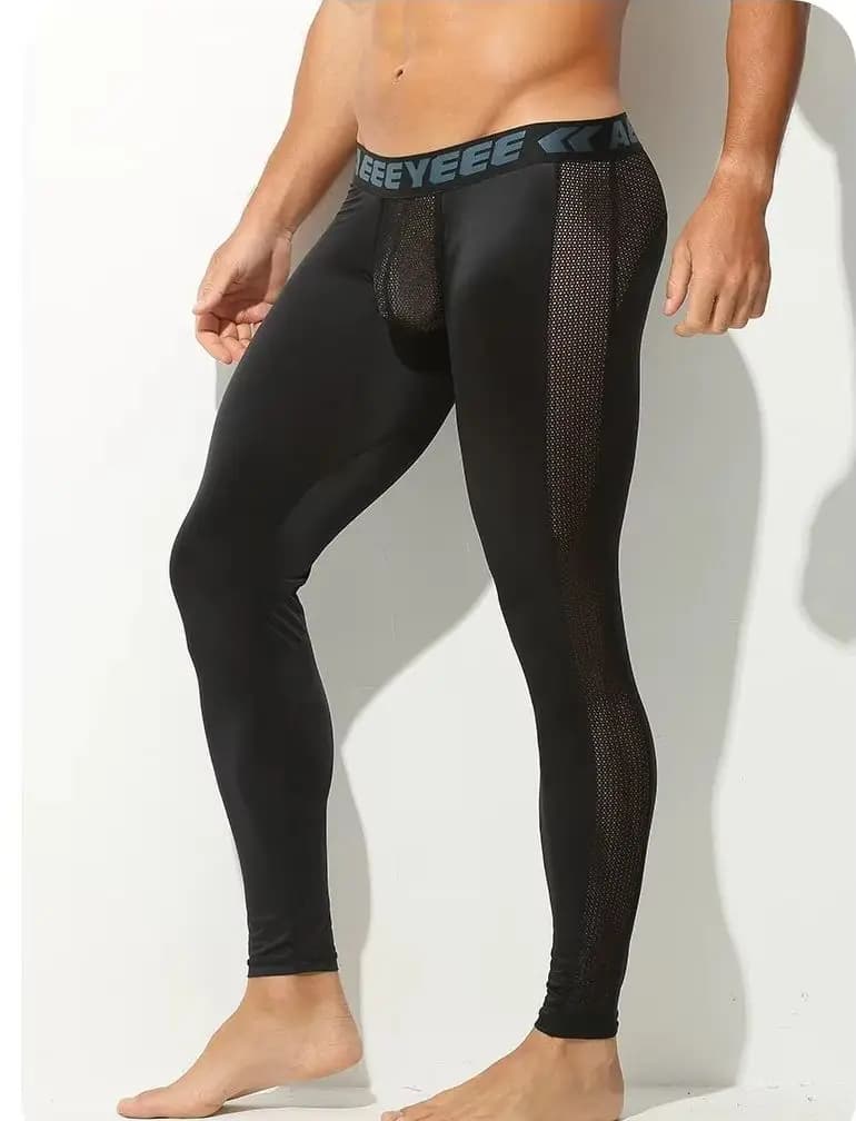 Pantaloni neri unici da uomo, leggings monopezzo aderenti, ultra-sottili, elastici, in seta ghiaccio, completamente trasparenti, pantaloncini fitness trasparenti