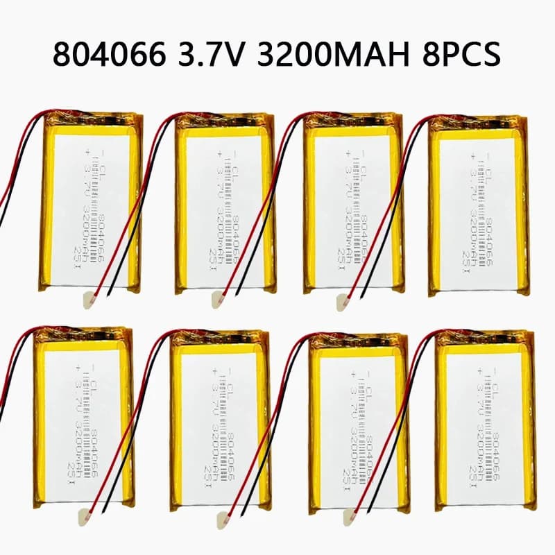 8 pz 3.7 V 804066 3200 mAh Batteria Al Litio Polimerica Ricaricabile per Alimentazione Mobile Piccolo Altoparlante Luce Solare Walkie Talkie