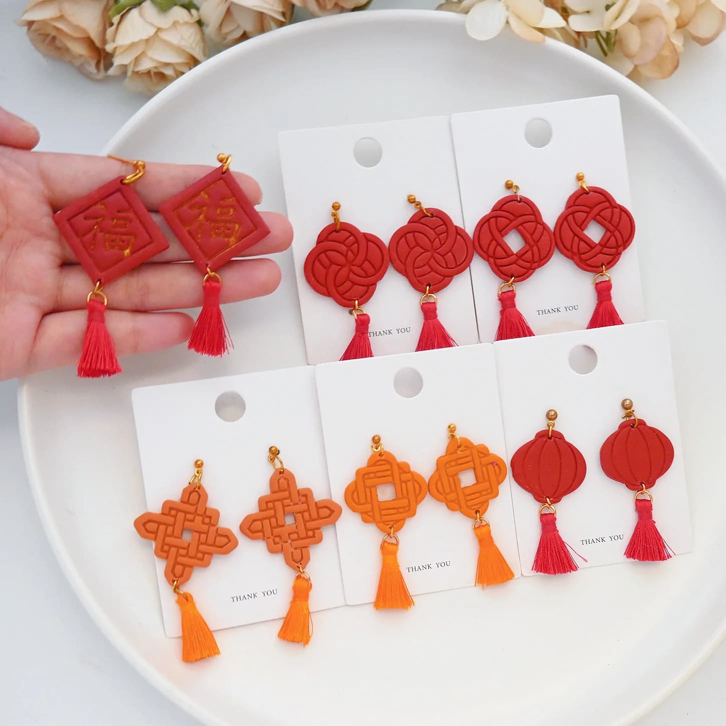 Utensile per Modellare in Argilla Polimerica con Elementi Cinesi/Lanterne, Strumento per Creare Orecchini e Ciondoli Fai-da-Te, Stampo per Modellare Gioielli, Utensile per Ceramica