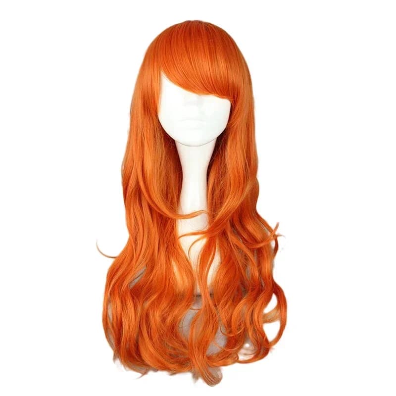 Cosplay Wig Anime Nami 2 Years Later, Long Orange Ricciola, Heat Resistant, Synthetic Hair for Woman, Party Wigs and Cosplay