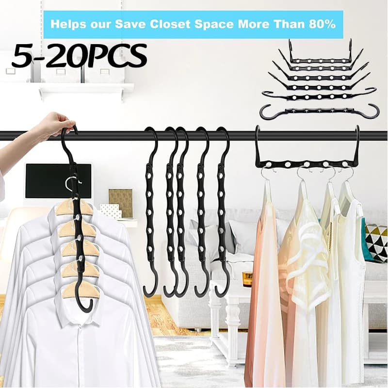 5 Holes Space Saving Hangers Multifunction Plastic Clothes Racks Closet Storage Hanger Organizer Magic Closet Wardrobe Organizer