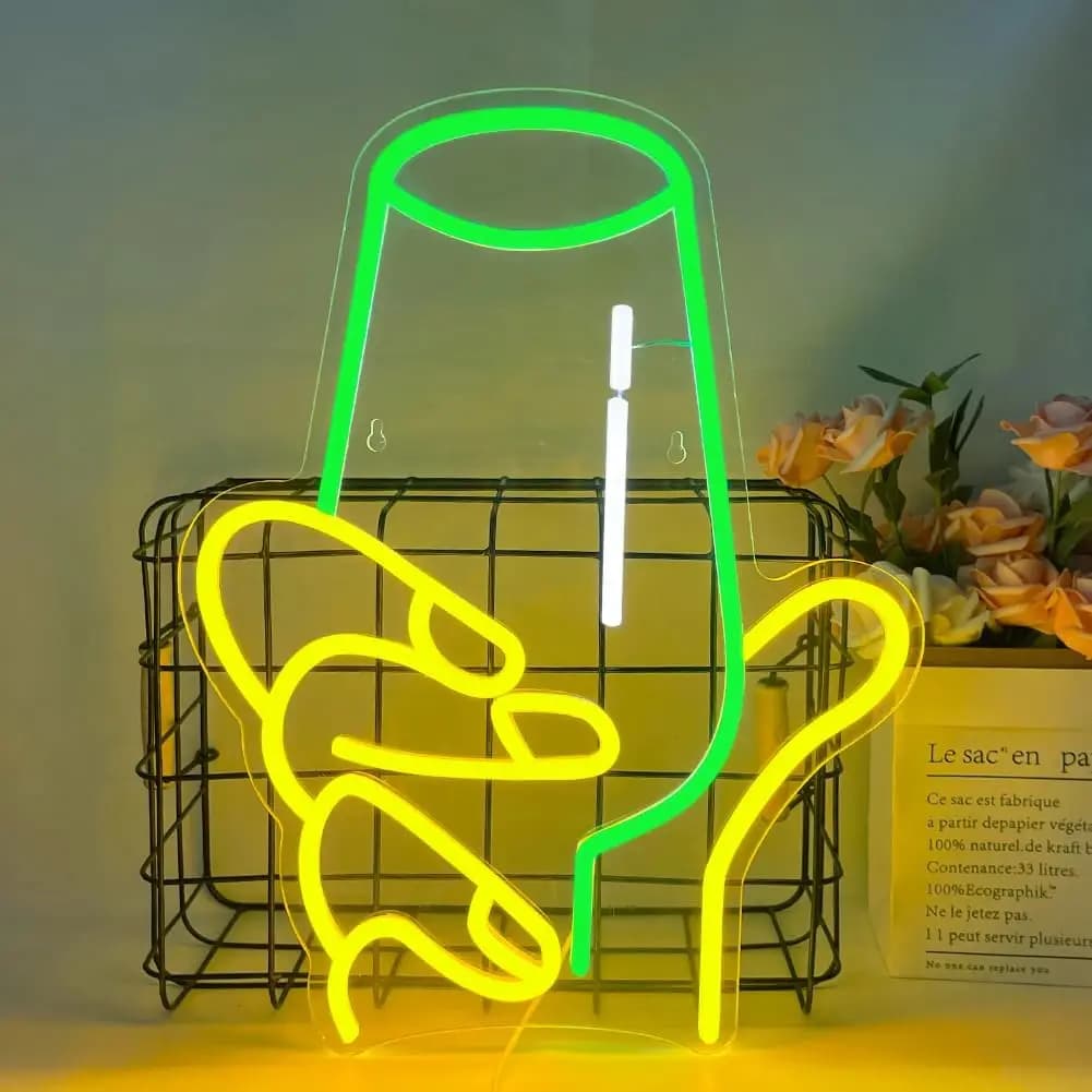 Insegna LED Neon a Forma di Bicchiere di Vino, Luce Neon USB Dimmerabile per Sala Giochi, Man Cave, Club, Bar, Negozio, Decorazione Murale per Feste di Compleanno, Regalo