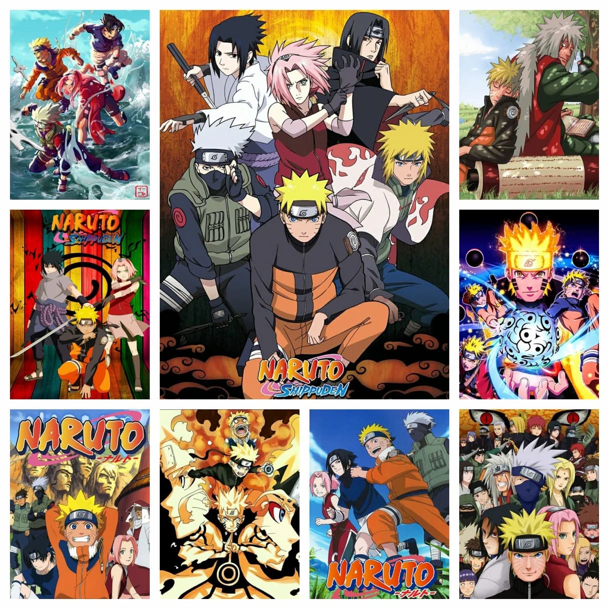 Naruto Shippuden Pittura diamante 5D fai da te Cartone animato giapponese Punto croce Arte Mosaico Ricamo rotondo Decorazioni per la casa Regalo per bambini