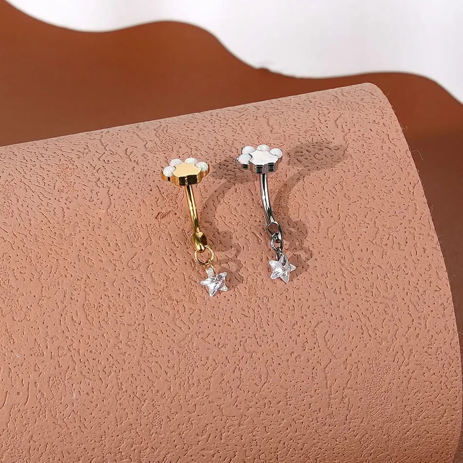 1pc titanio zampa di gatto sopracciglio piercing ombelico anello 16G filettato internamente rook ombelico stud zircone Ombligo gioielli penetranti