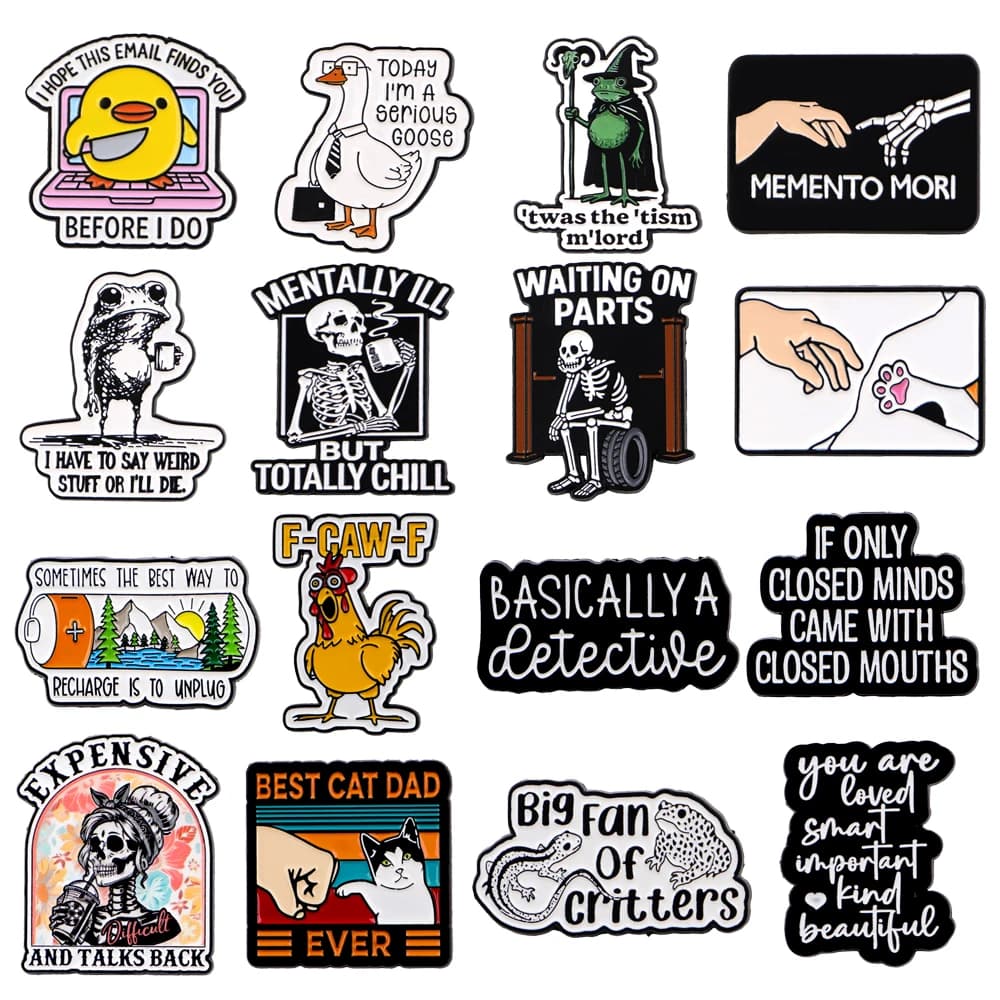 Memento Mori Quotes Brooches for Clothes Soft Enamel Pins Men Briefcase Badges Lapel Pins for Backpack Jewelry Accessories