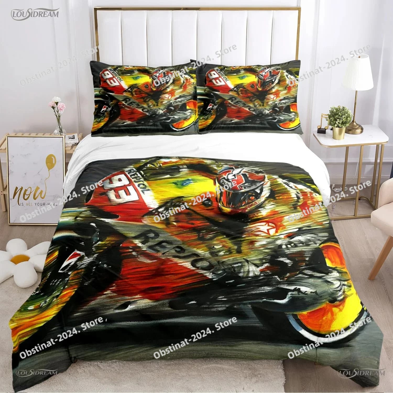 Appassionato di corse moto Copripiumino casal Piumino Set da letto Copripiumino morbido e federa per SingleDoubleQueenKing