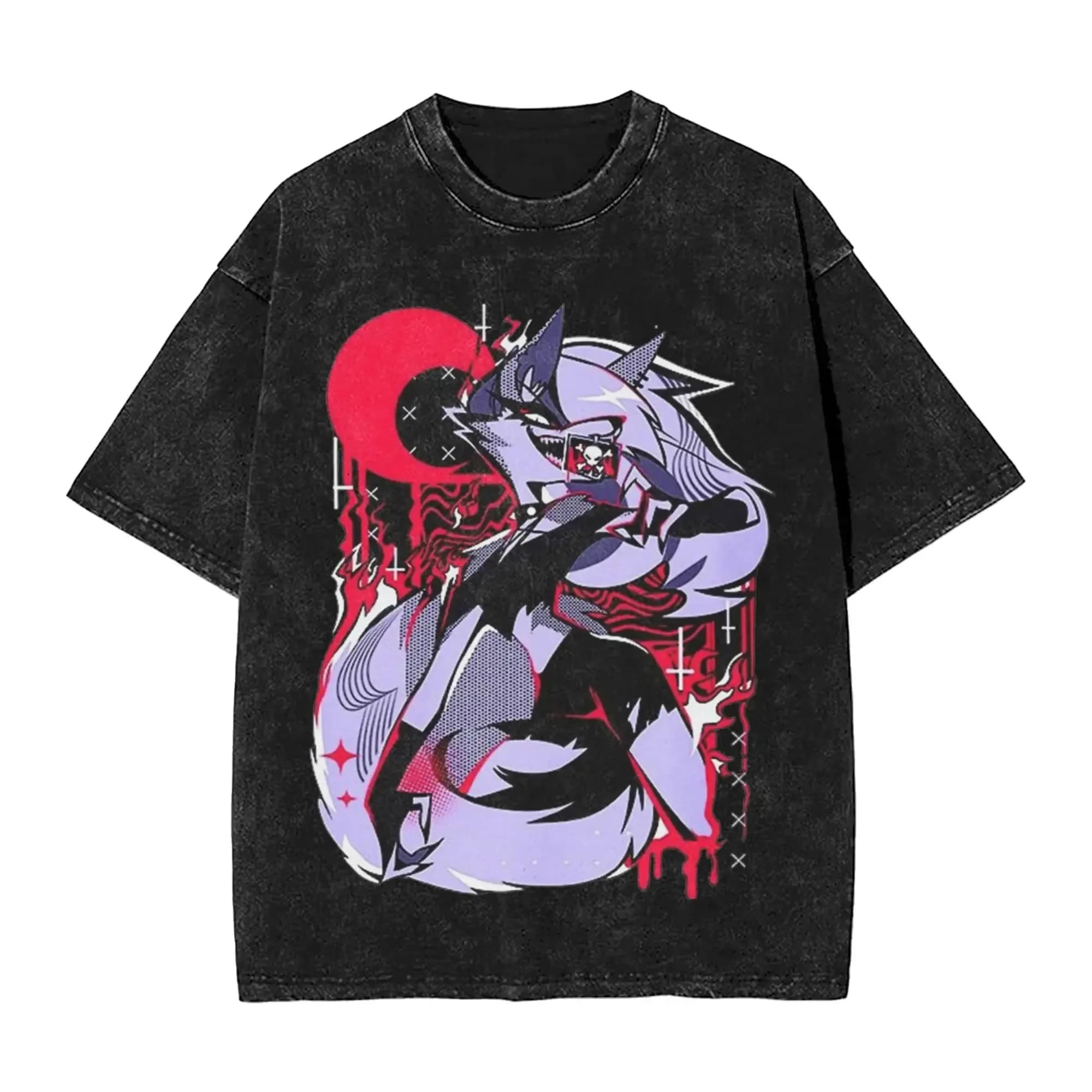 Helluva Loona Washed T Shirts Streetwear Hip Hop Retro T-Shirt Oversized hot product high quality Unisex Couples High-end Luxury