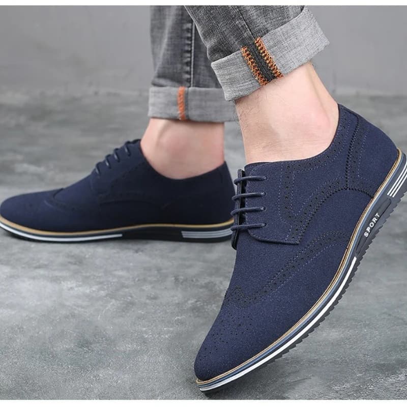 Scarpe casual da uomo in pelle scamosciata bassa con lacci spazzolati