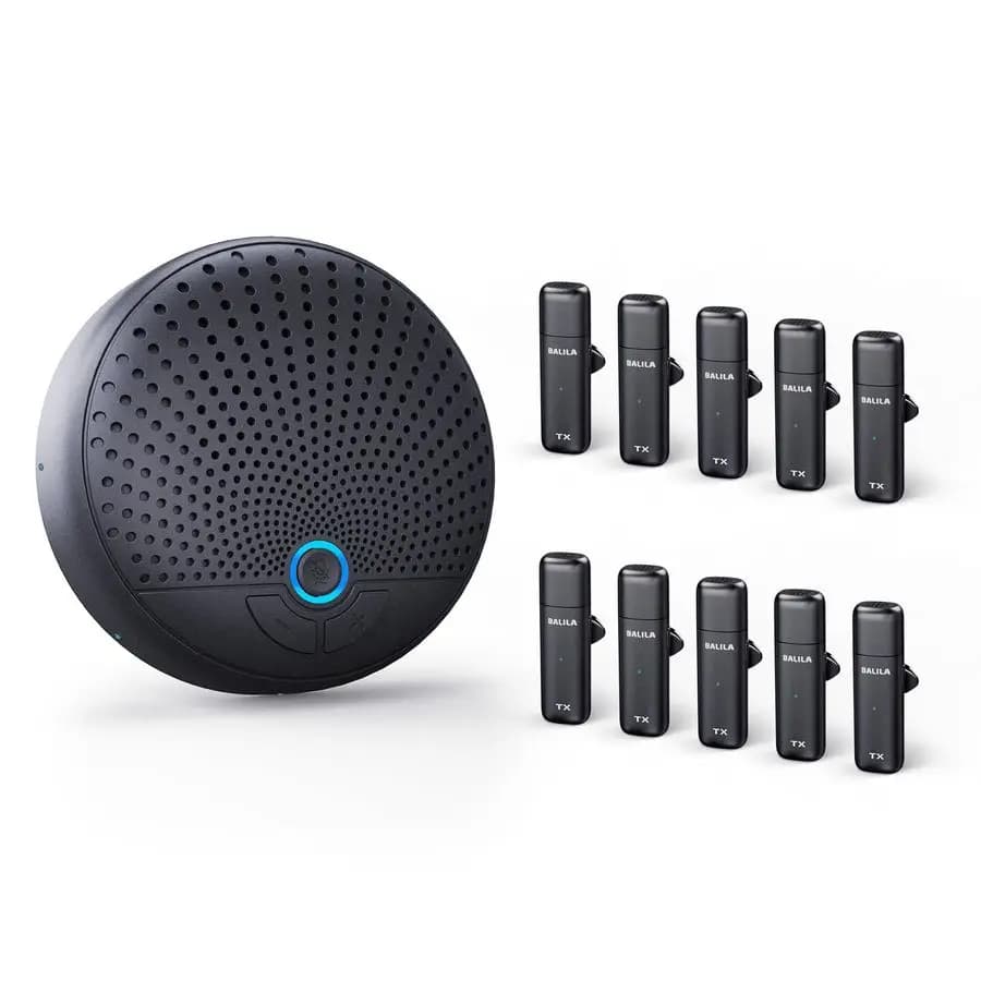 Altoparlante e Microfono, 10 Microfoni AI con Rilevamento Vocale a 360° e Riduzione del Rumore, Speakerphone USB per Sale Conferenze da 10-15 Persone
