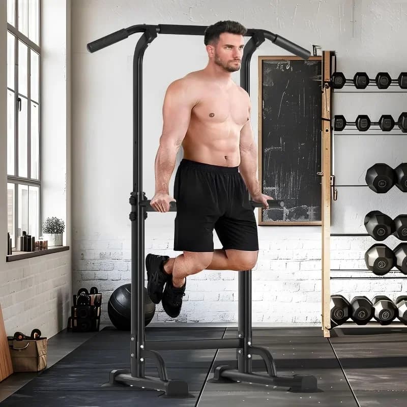 NEW Power Tower Pull Up Bar and Dip Station Adjustable Height Dip Stand Multi-Functional Strength Training Fitness Workout