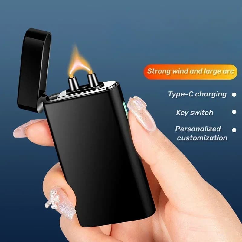 High Power Arc Lighter Outdoor Windproof LED Power Display Metal Lighter Type-C Charging Portable Men's Cigarette Igniter