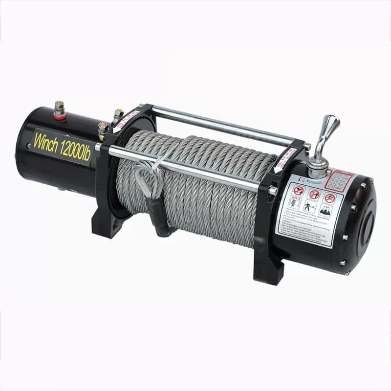 Verricello Elettrico 12V 12000 libbre per Ancora Barca, Costruzione in Metallo e Fune Metallica per Sollevamento Merci, Strumento di Trazione e Soccorso