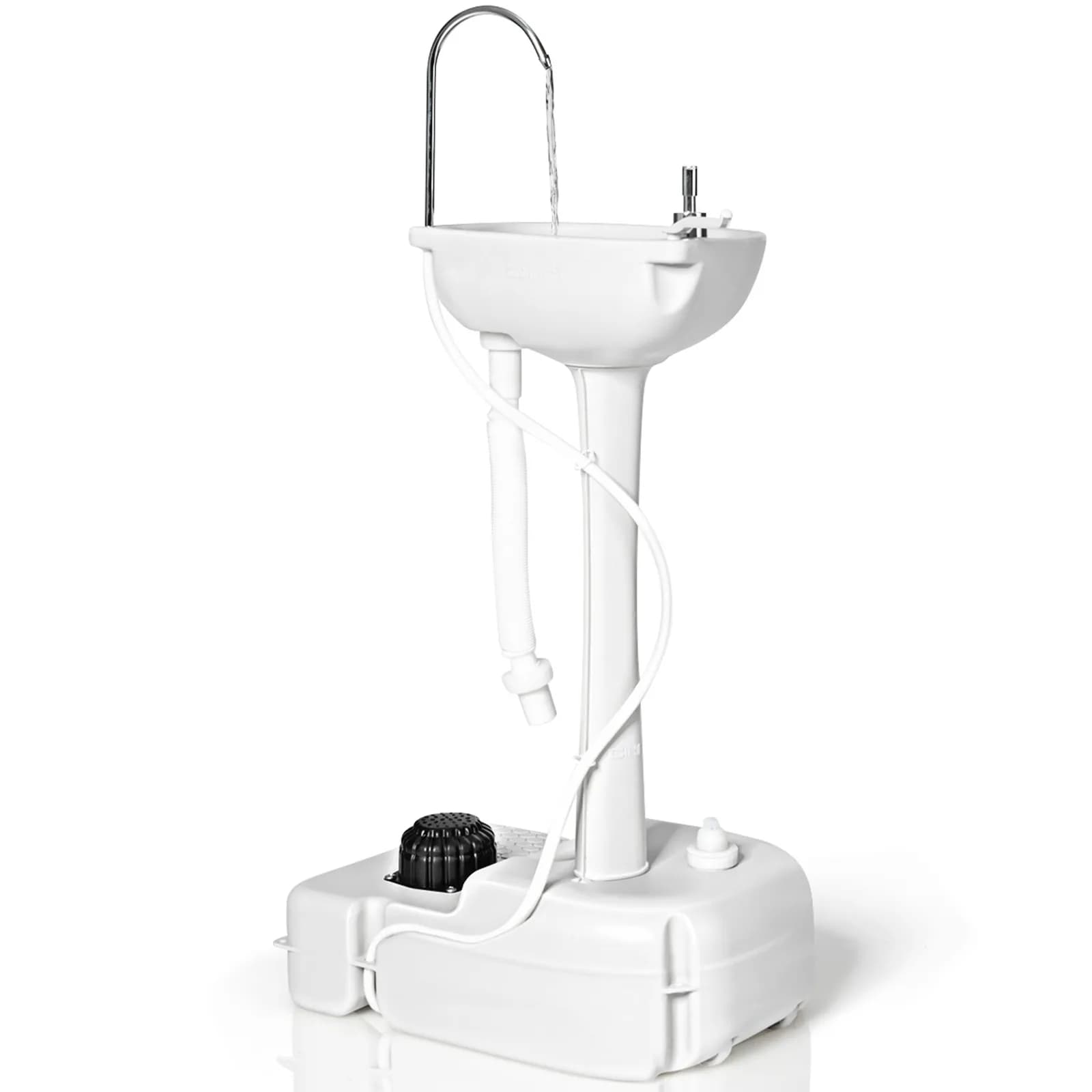 Lavabo Portatile da Campeggio con Ruote e Pompa a Pedale