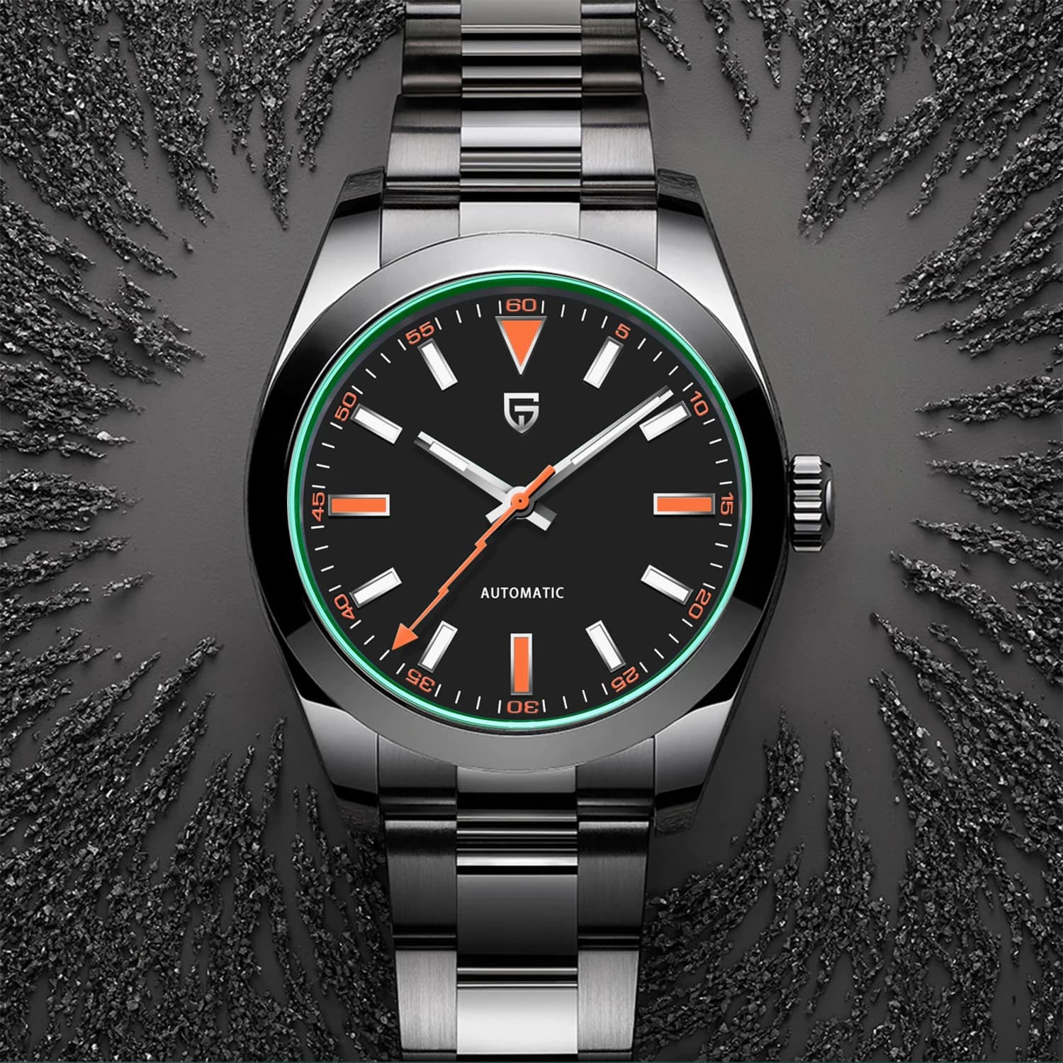 PAGANI DESIGN Orologi meccanici da uomo in vetro zaffiro verde Orologio automatico di lusso da uomo NH35A Orologio sportivo subacqueo in acciaio inossidabile