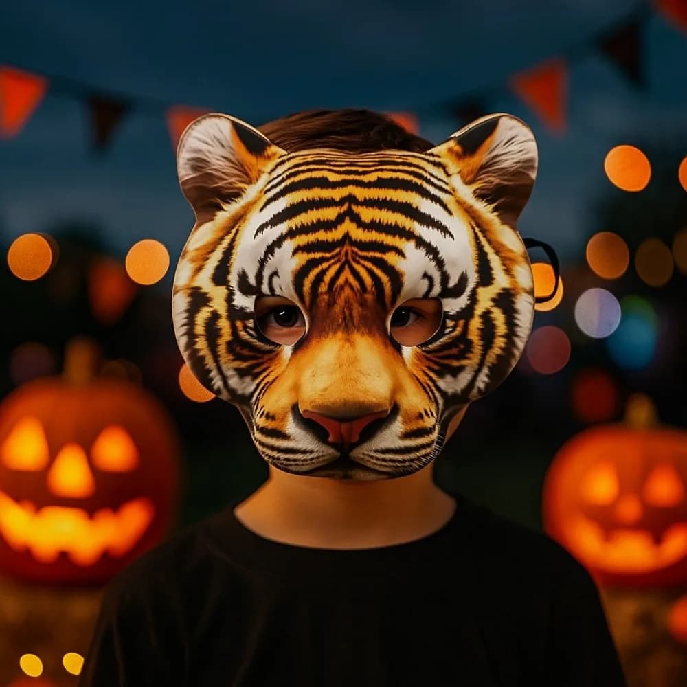 Divertente lupo Halloween lupo mannaro maschera Husky puntelli per feste tigre maschera EVA elastico con cinturino cosplay animale mezza maschera unisex
