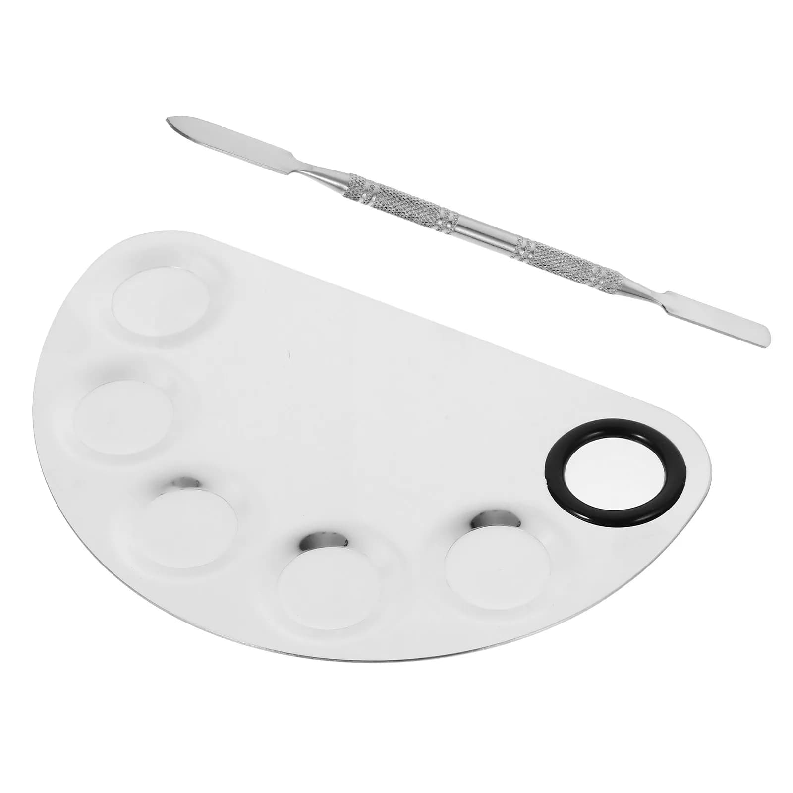 1Set Stainless Steel Nail Art Mixing Palette Ring Professional Makeup Eye Shadow Foundation Concealer Pigment DIY Tool for Salon