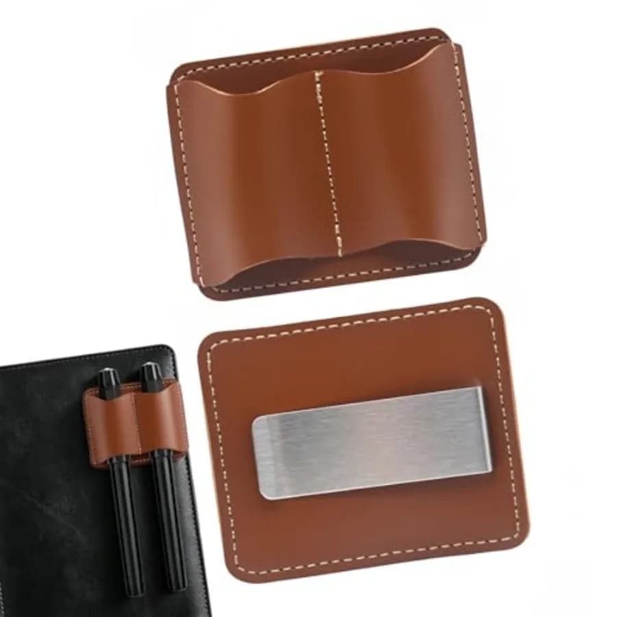Pen Holder Compatible with Moleskine-Brown, Handmade Leather Secure Pen Clip Compatible with Moleskine for Notebooks Journals P