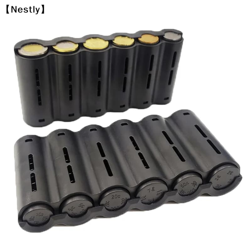 Dispenser Portatile per Monete Euro a 6 Scomparti, Contenitore per Monete Euro con Molla, Salvadanaio Sicuro per Camerieri e Chauffeurs〔Nest〕