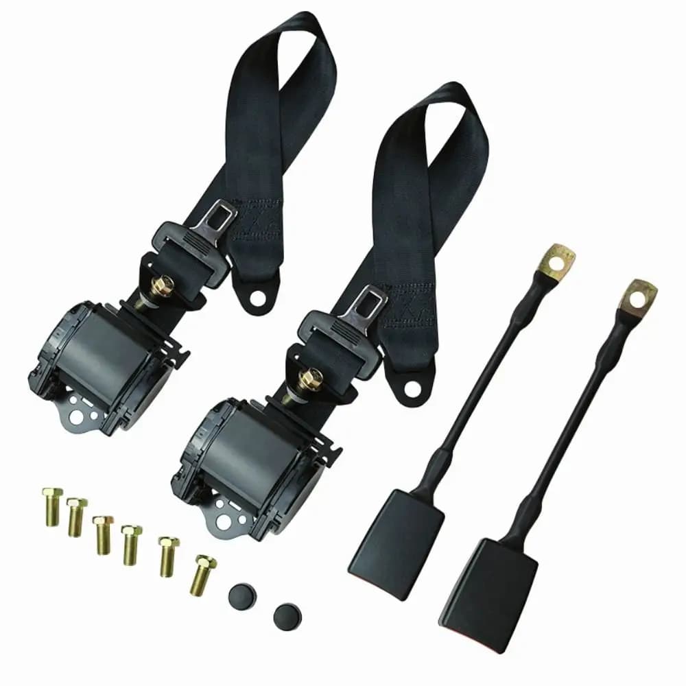 2 Pack Durable 3 Point Pads Car Seat Belt Adjustable Safety Vehicle Seat Belt Universal Replacement Set Recreational Vehicles