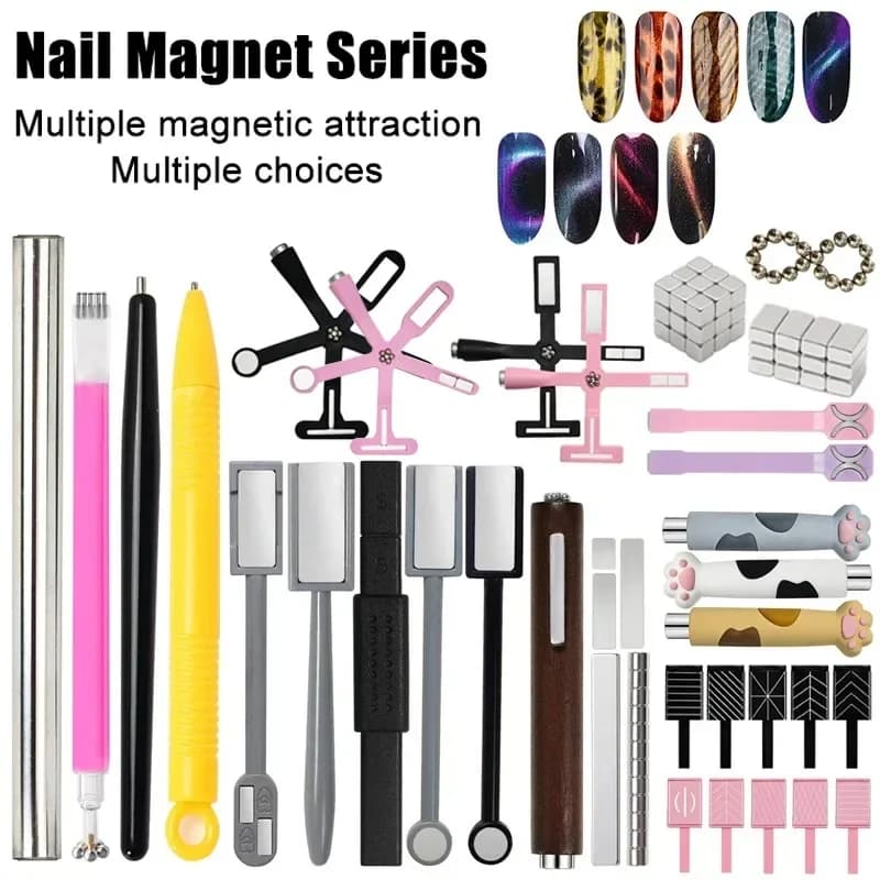 Set of nail magnets effect multi-style cat eye, 3D gel magnetic stick effect cat eye effect, DIY tool for nail art for professional and domestic manicure